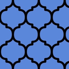 Large Moroccan Tile Pattern - Cornflower Blue and Black