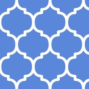 Large Moroccan Tile Pattern - Cornflower Blue and White