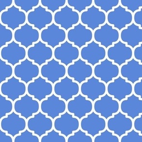 Moroccan Tile Pattern - Cornflower Blue and White