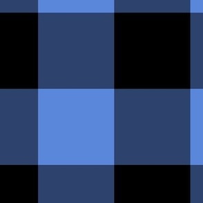 Extra Jumbo Gingham Pattern - Cornflower Blue and Black
