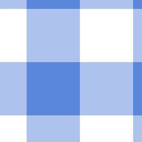 Extra Jumbo Gingham Pattern - Cornflower Blue and White