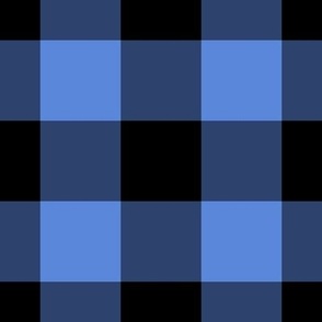 Jumbo Gingham Pattern - Cornflower Blue and Black
