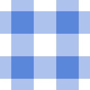 Jumbo Gingham Pattern - Cornflower Blue and White