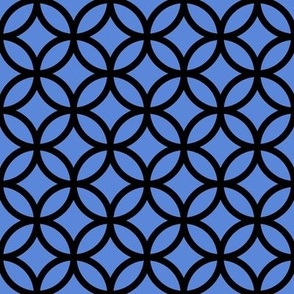 Interlocked Circle Pattern - Cornflower Blue and Black