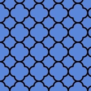Quatrefoil Pattern - Cornflower Blue and Black