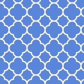 Quatrefoil Pattern - Cornflower Blue and White