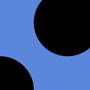 Jumbo Polka Dot Pattern - Cornflower Blue and Black
