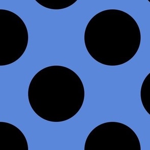 Large Polka Dot Pattern - Cornflower Blue and Black