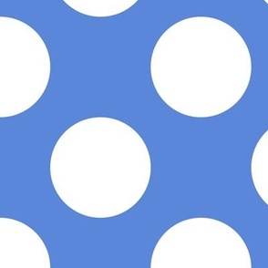 Large Polka Dot Pattern - Cornflower Blue and White