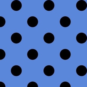 Big Polka Dot Pattern - Cornflower Blue and Black