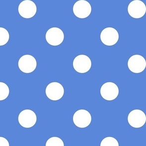 Big Polka Dot Pattern - Cornflower Blue and White