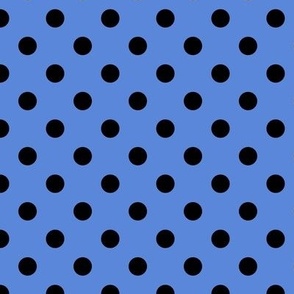 Polka Dot Pattern - Cornflower Blue and Black