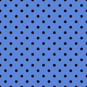 Small Polka Dot Pattern - Cornflower Blue and Black