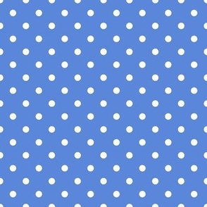 Small Polka Dot Pattern - Cornflower Blue and White