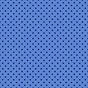 Tiny Polka Dot Pattern - Cornflower Blue and Black