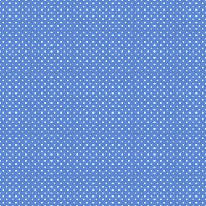 Micro Polka Dot Pattern - Cornflower Blue and White