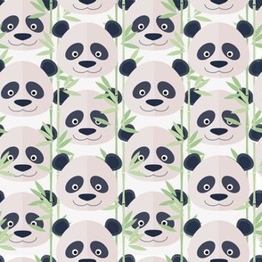 Panda bamboo // cream background // medium scale