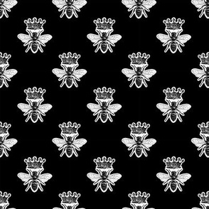 Queen Bee Pattern No. 3 | Vintage Honey Bees | Black and White | Vintage Style