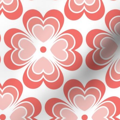 Love Flowers Medium- Horizontal Alignment- Flower Power- Geometric Flowers and Hearts- Valentines Day- Wallpaper- Home Decor