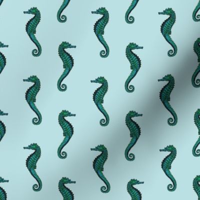 Seahorse Pattern | Vintage Seahorses | Green and Blue |