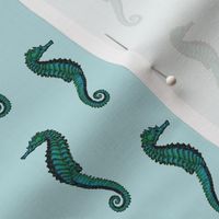 Seahorse Pattern | Vintage Seahorses | Green and Blue |