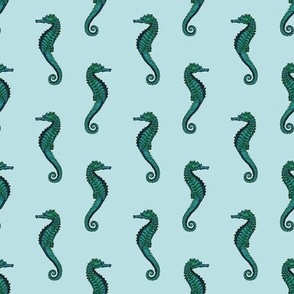 Seahorse Pattern | Vintage Seahorses | Green and Blue |