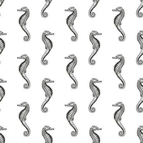 Seahorse Pattern | Vintage Seahorses | Black and White | 