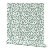 Iona Floral: Celadon & Cream Flower Ditsy, Toss, Scatter