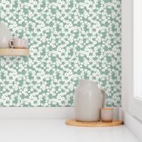 Iona Floral: Celadon & Cream Flower Ditsy, Toss, Scatter