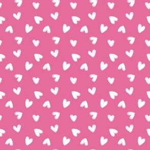 watercolor hearts white on hot pink SMALL