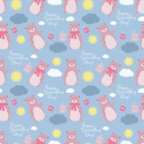 Happy Groundhog Day! Pattern in pastel colors