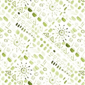 Kelly green aztec - watercolor ornament - boho geometrical brush stroke hand painted pattern a767-12
