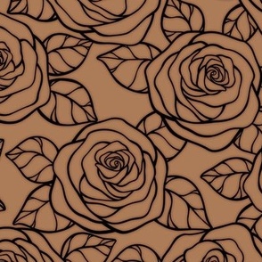 Rose Cutout Pattern - Almond and Black