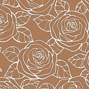 Rose Cutout Pattern - Almond and White