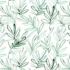 nature vibes - watercolor leaves - doodle branches - boho minimal scandi pattern a780-1