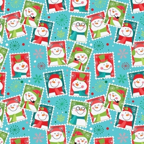 snowman stamps rlight blue