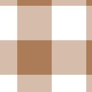 Extra Jumbo Gingham Pattern - Almond and White