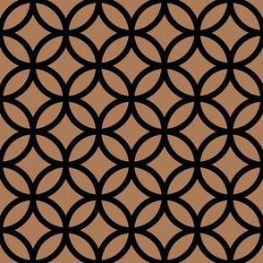 Interlocked Circle Pattern - Almond and Black