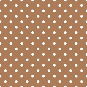 Small Polka Dot Pattern - Almond and White