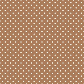 Tiny Polka Dot Pattern - Almond and White
