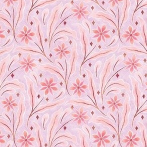 Peach Coral Wildflowers Rose Gold Tile