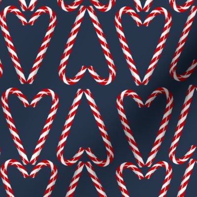 Candy Cane Hearts on navy