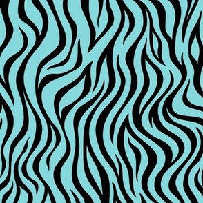 Zebra Stripe Pattern - Aqua Sky and Black