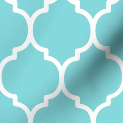 Extra Large Moroccan Tile Pattern - Aqua Sky and White