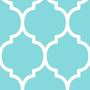Extra Large Moroccan Tile Pattern - Aqua Sky and White