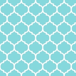 Moroccan Tile Pattern - Aqua Sky and White