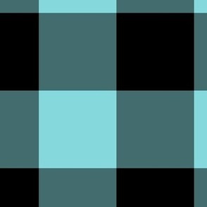 Extra Jumbo Gingham Pattern - Aqua Sky and Black