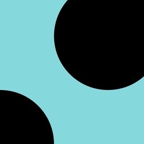 Jumbo Polka Dot Pattern - Aqua Sky and Black