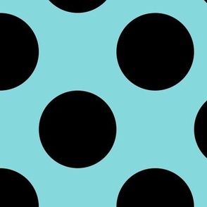 Large Polka Dot Pattern - Aqua Sky and Black