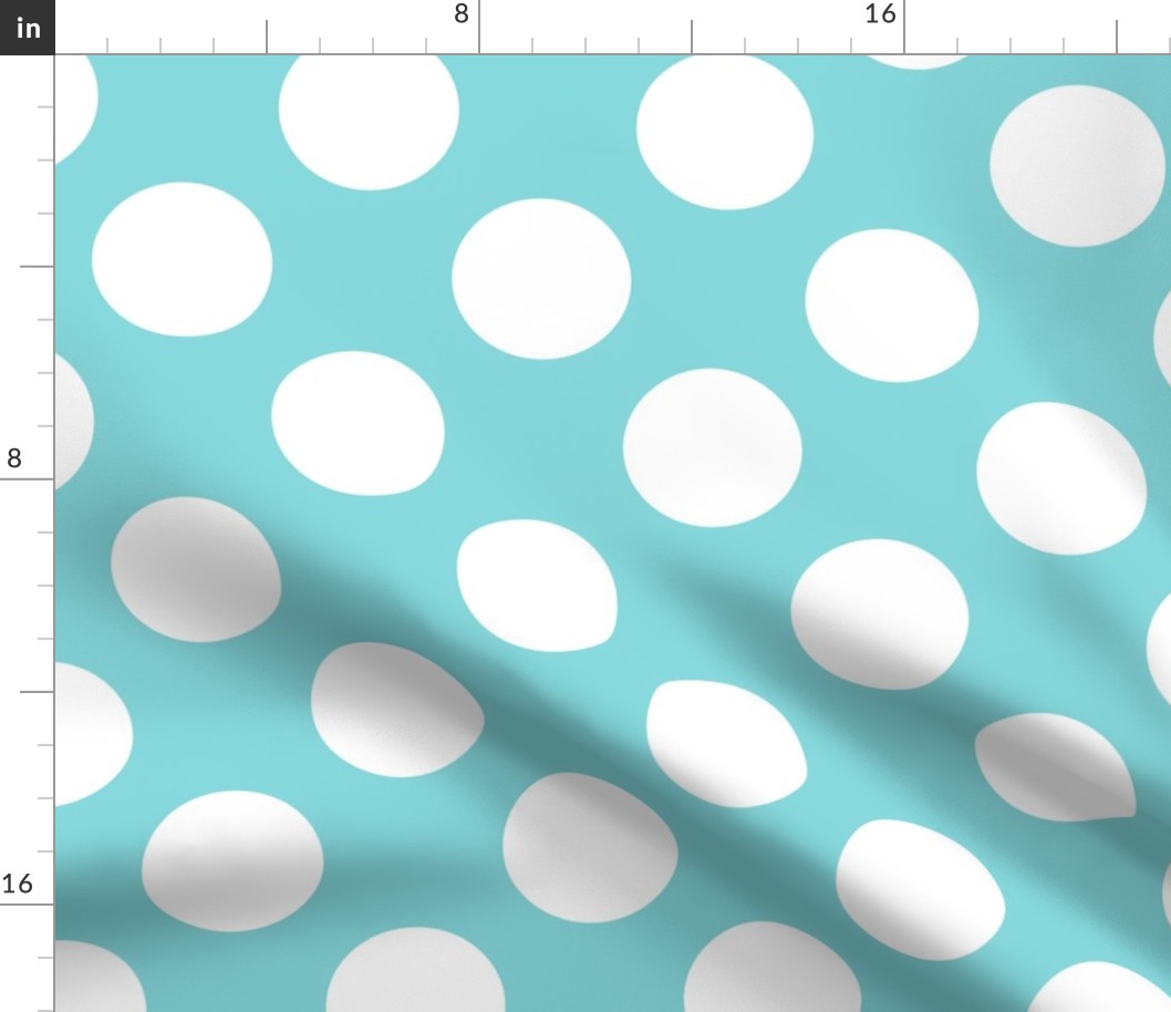 Large Polka Dot Pattern - Aqua Sky and White